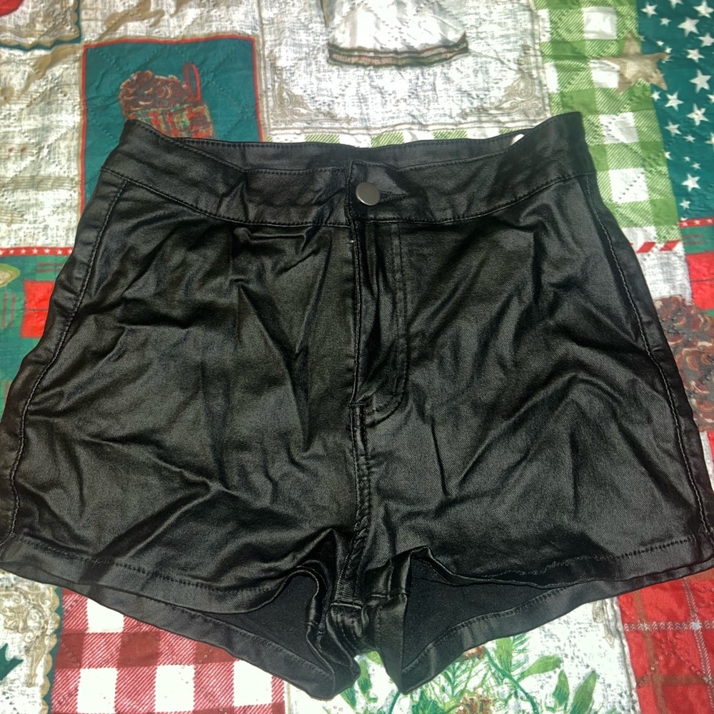 SHEIN Black Faux Leather Shorts
